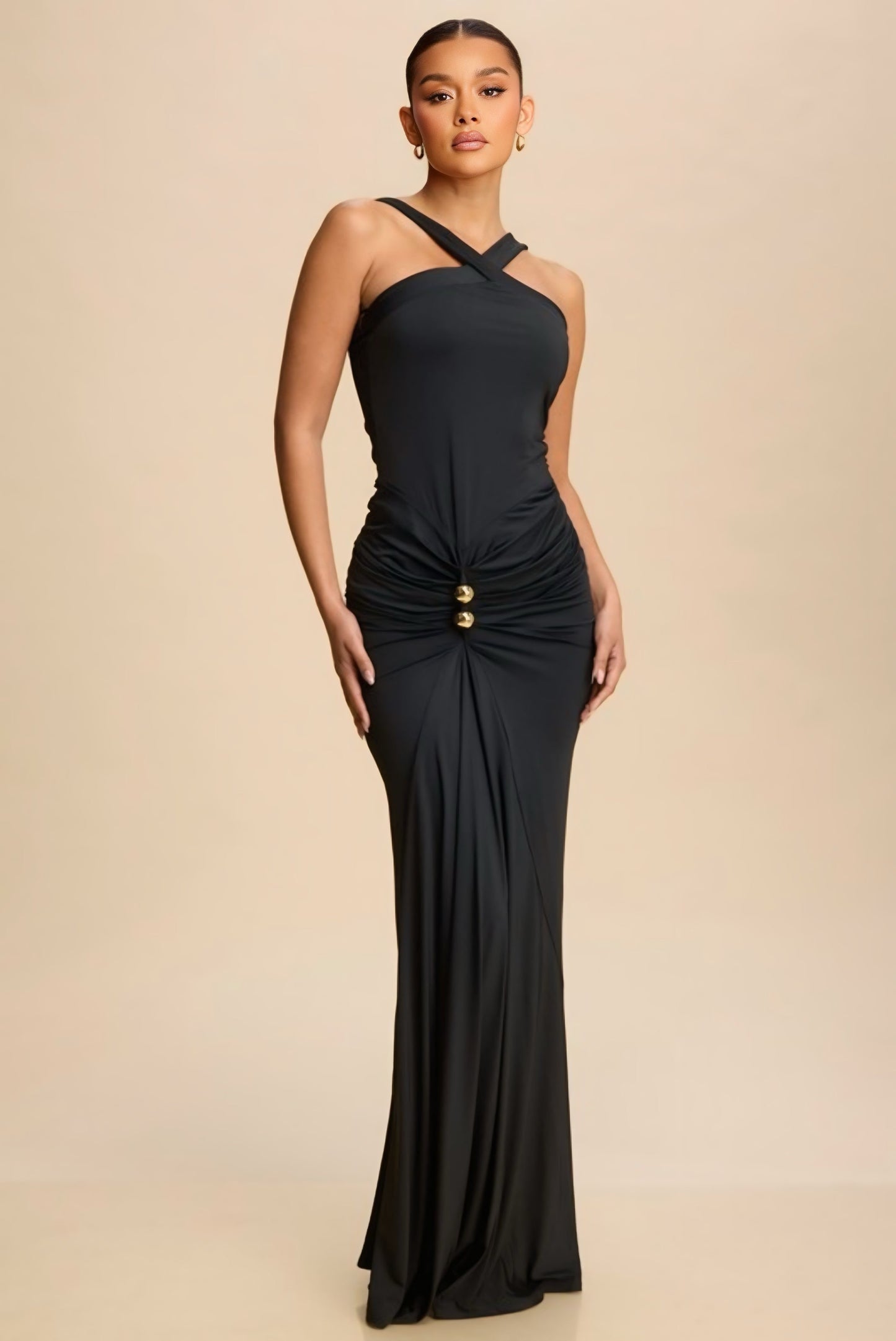Drape Gold trim Dress