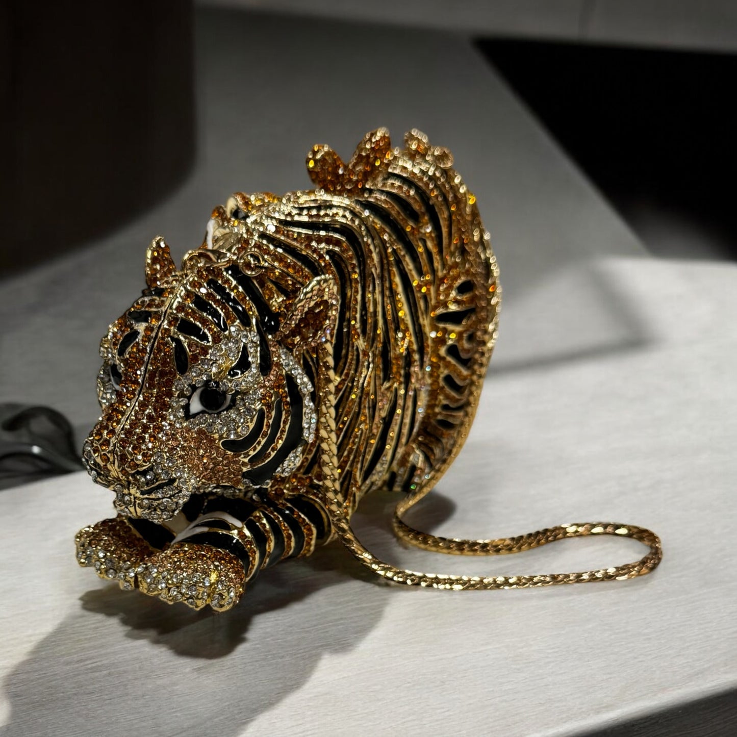 Gold tiger crystal bag