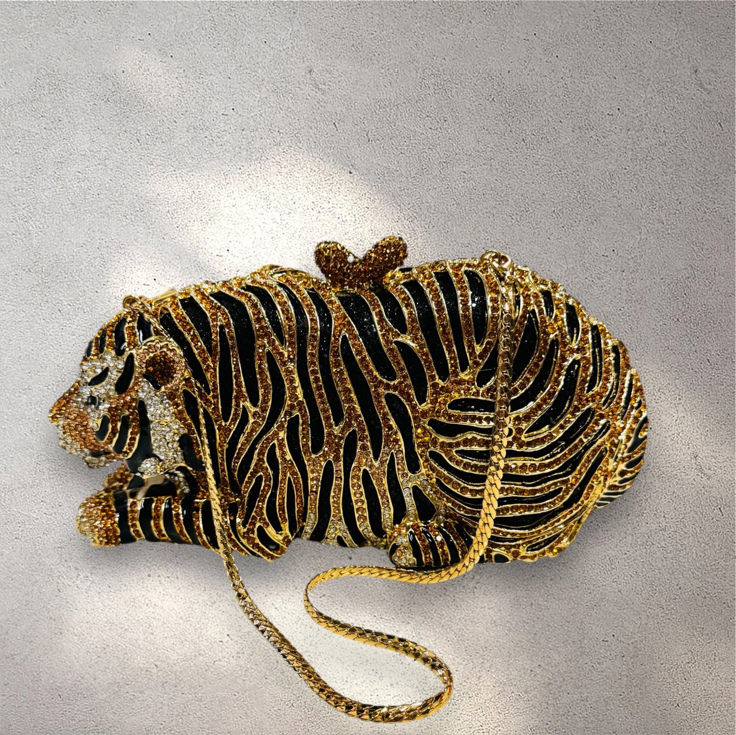 Gold tiger crystal bag