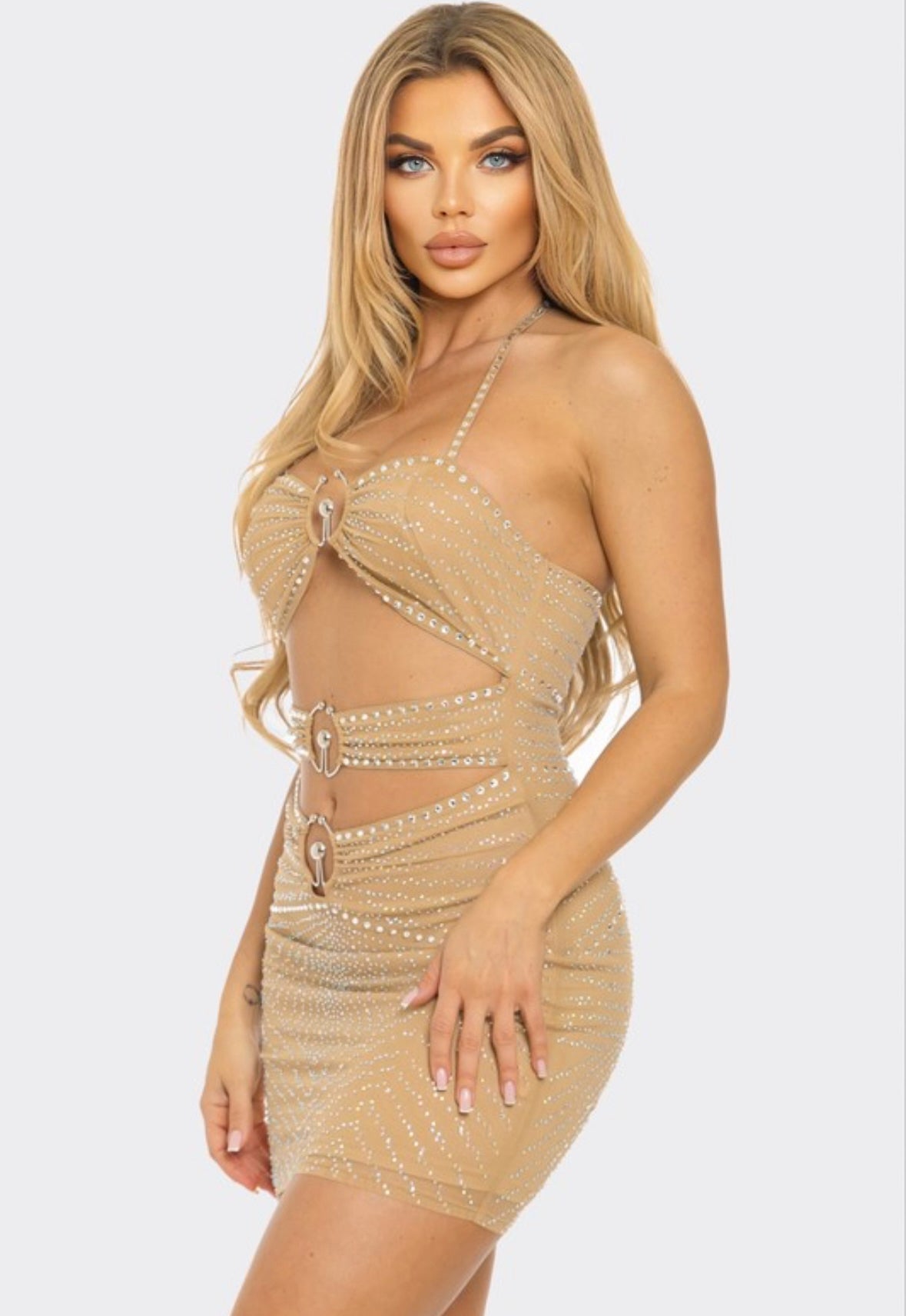 Unique Nude Mini Dress