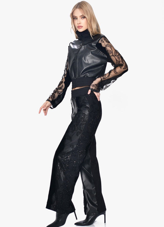 Lace Crystal Pleather Set