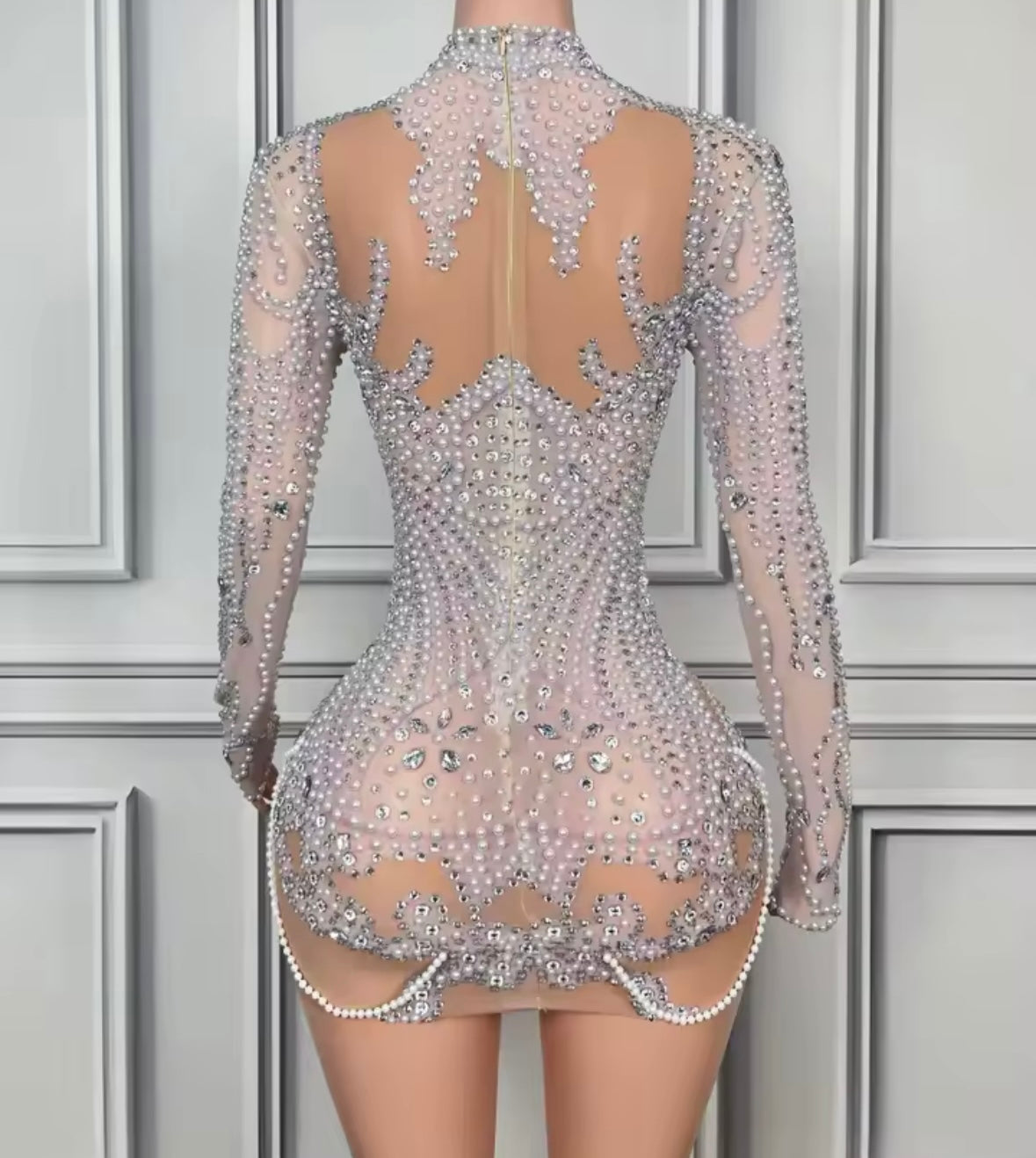 Pearl & Crystal Mini Dress