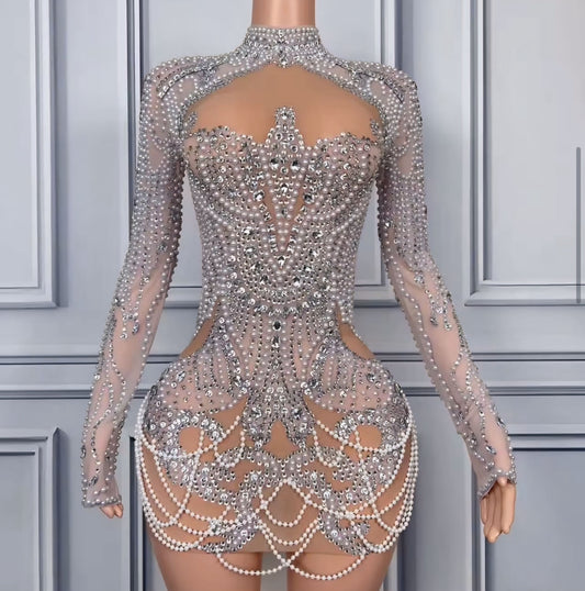 Pearl & Crystal Mini Dress