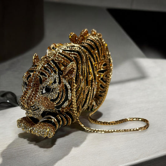 Gold tiger crystal bag