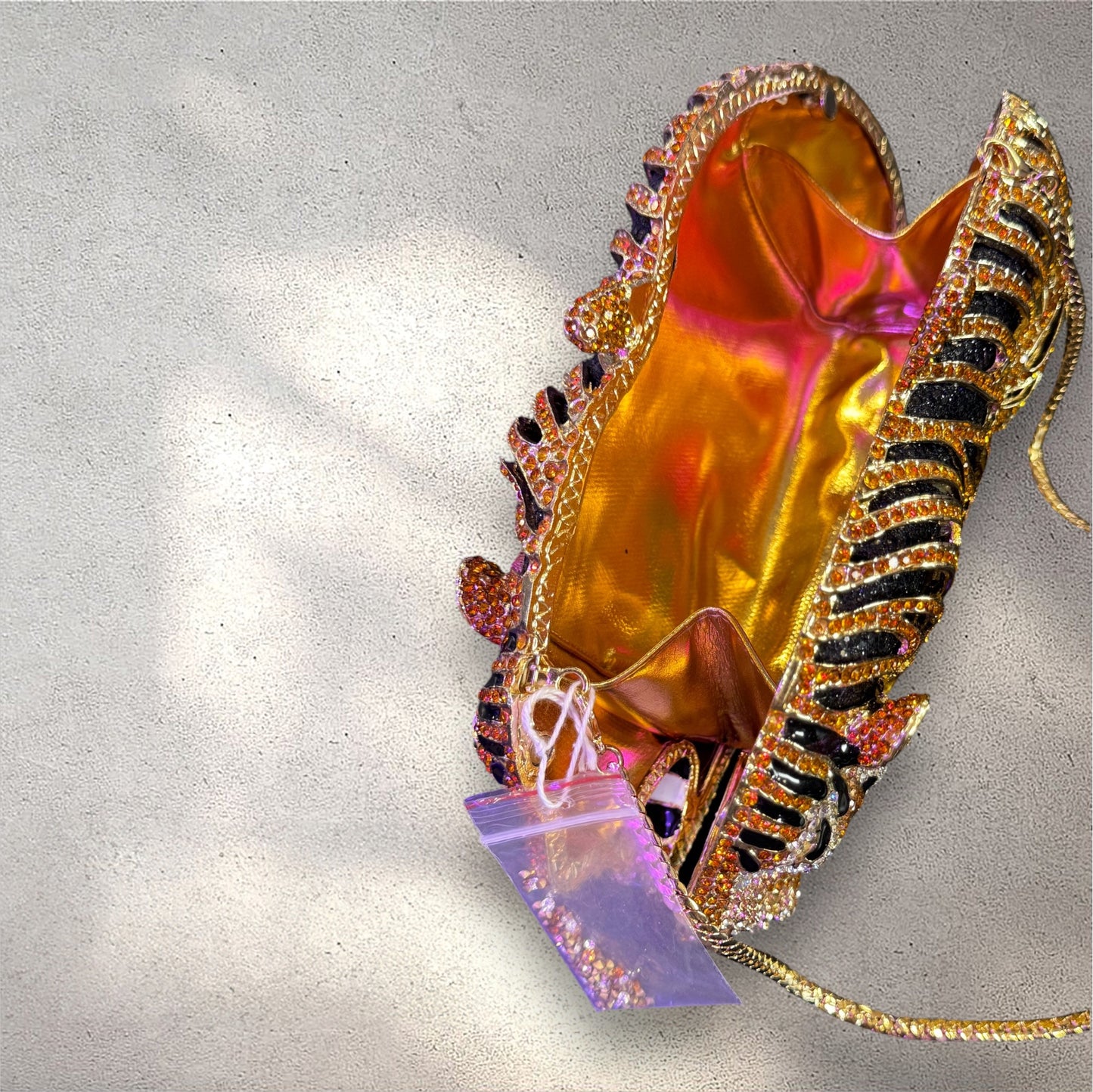 Gold tiger crystal bag